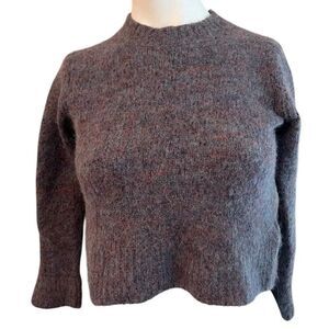 Vince Ladies Small Purple Marled Alpaca Blend Crew Neck Short Cropped Sweater